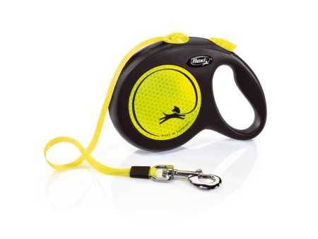 Flexi Classic Retractible Neon Reflective Tape Leash Black Neon Yellow, 1ea LG, 16 ft on Sale