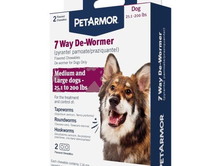 Petarmor 7 Way De-Wormer Chewable Dog 25-200 Lb-2 count Online Hot Sale