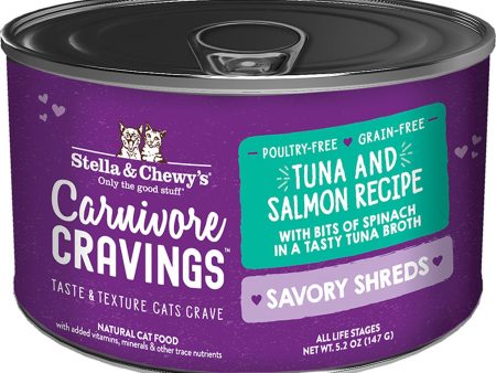 Stella and Chewys Cat Carnivore Cravings Shred Tuna and Salmon 5.2oz. (Case of 24) Online Hot Sale