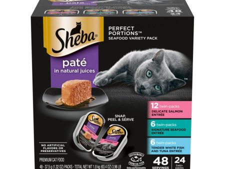 Sheba Perfect Portions Pate Wet Cat Food Seafood Variety Pack (Salmon, Seafood, Whitefish Tuna), 1ea 2.65oz. Fashion