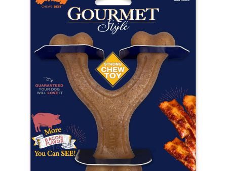 Nylabone Gourmet Style Strong Wishbone Dog Chew Toy Bacon 1ea SMall Regular - Up To 25 Ibs. Sale