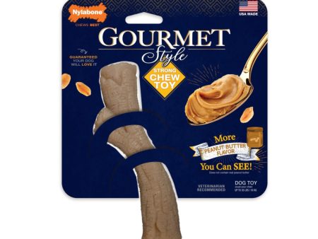 Nylabone Gourmet Style Strong Stick Dog Chew Toy Peanut Butter 1ea Medium Wolf - Up To 35 lb Online now